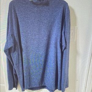 Lululemon Rulu Mockneck Long-Sleeve Shirt in Heathered Blue Nile XL NWOT